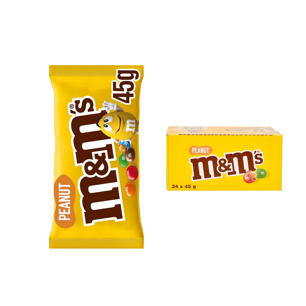 M&M's Peanut Single 45g (Pack of 24) - M and M